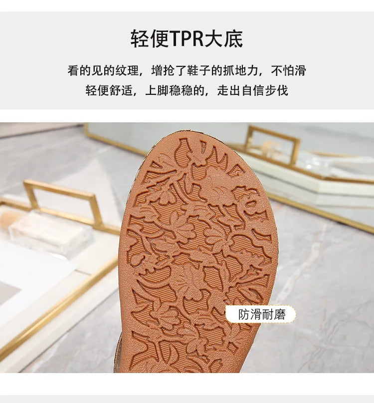 FBA Women's Rhinestone Bohemian Hollow Flat Sandals | Summer Casual Shoes