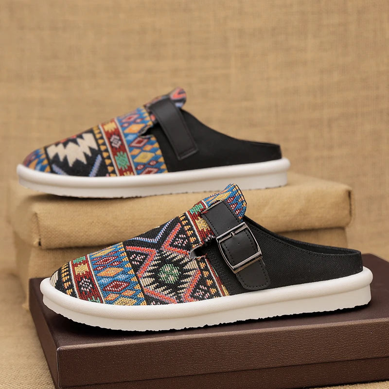FBA Men's Canvas Half Slipper Party Sandals | Anti-Slip Casual Shoes