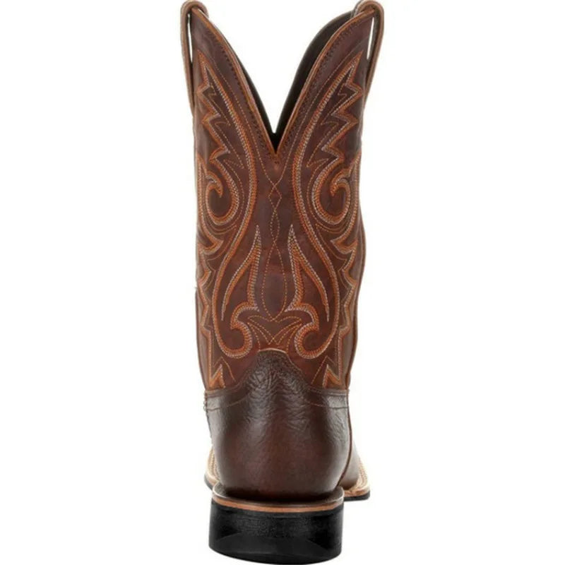 Women's Embroidered Western Cowgirl Mid-Calf Boot with Chunky Heel