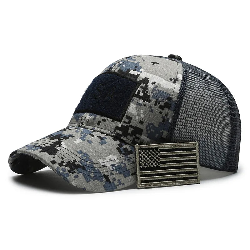 FBA Men's American Flag Camo Baseball Cap | Outdoor Tactical Hat