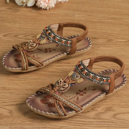 FBA Women's Bohemian Platform Flat Sandals | Plus Size Beach Shoes