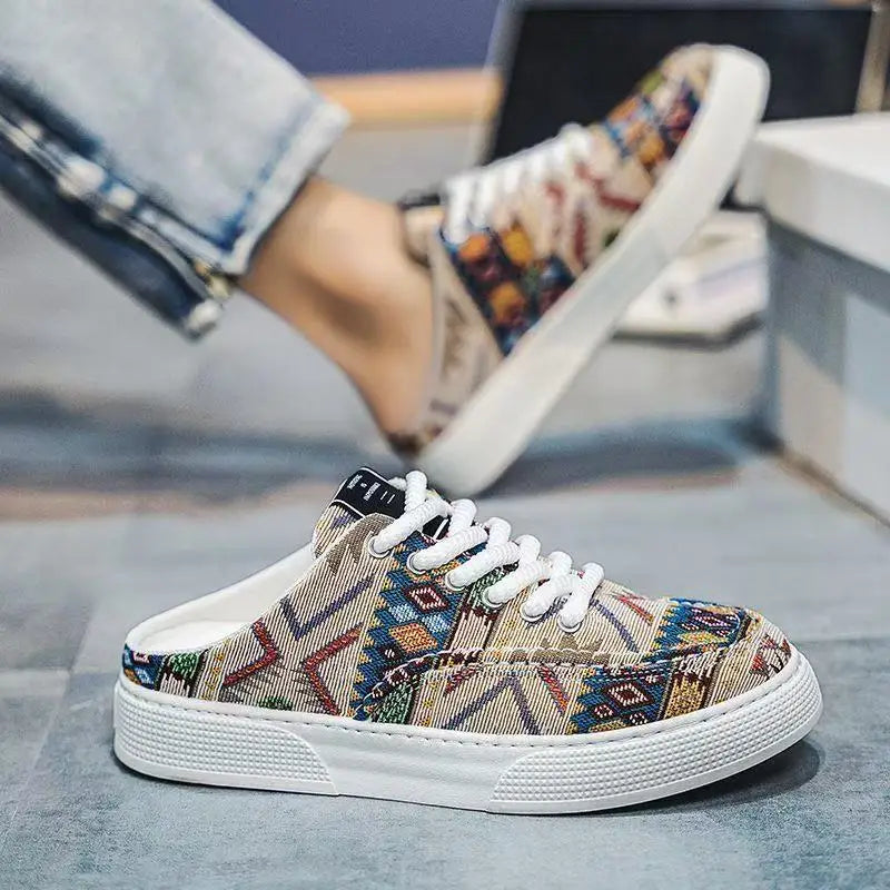FBA Men's Ethnic Style Platform Board Shoes | Breathable Flat Sneakers