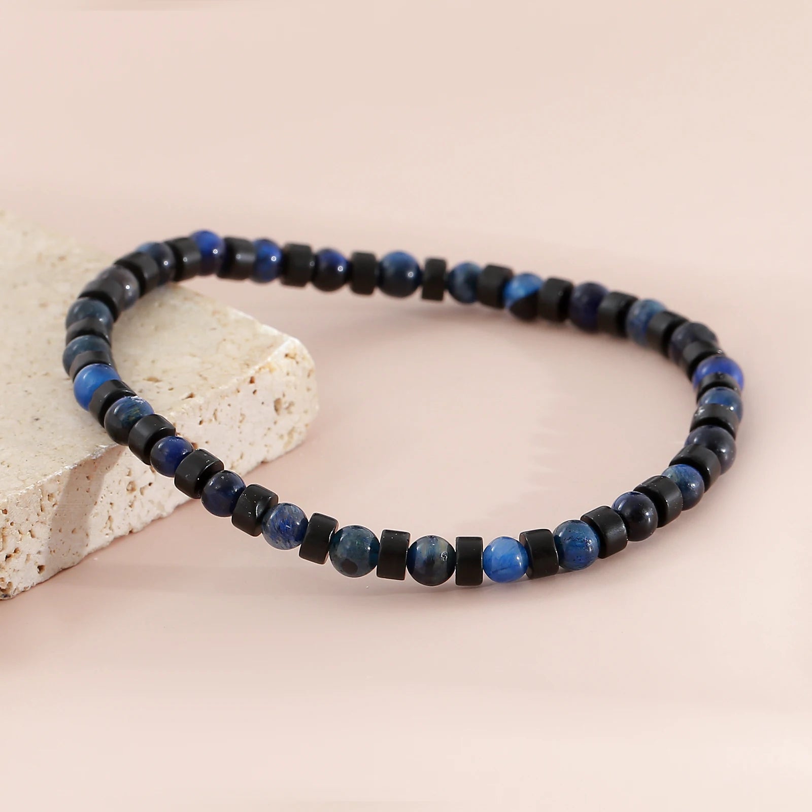FBA Men's Natural Stone Beaded Elastic Bracelet | Handmade Jewelry Gift