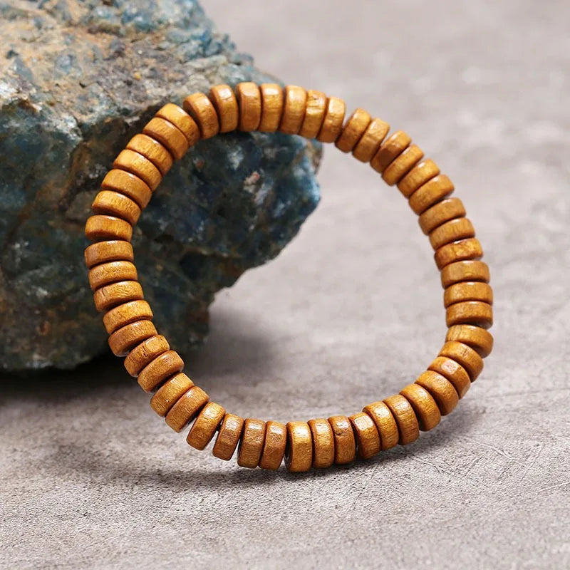 FBA Wooden Beaded Elastic Bracelet | Vintage Unisex Jewelry