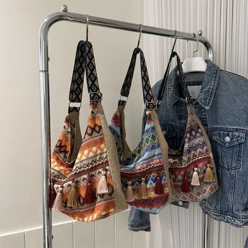 Tassel Ethnic Bohemian Crossbody Shoulder Bag – Fringe Woven Messenger Tote