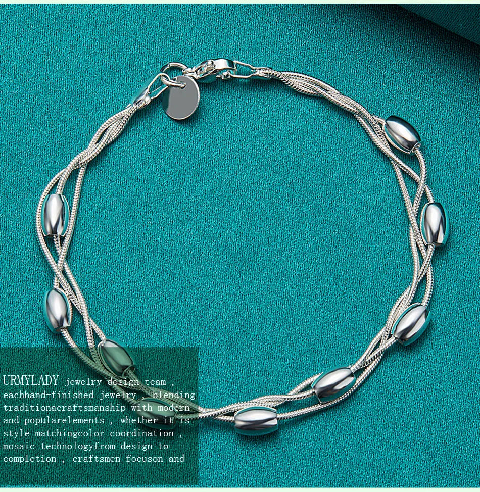 FBA 925 Sterling Silver Beaded Bracelet for Women | Wedding Jewelry