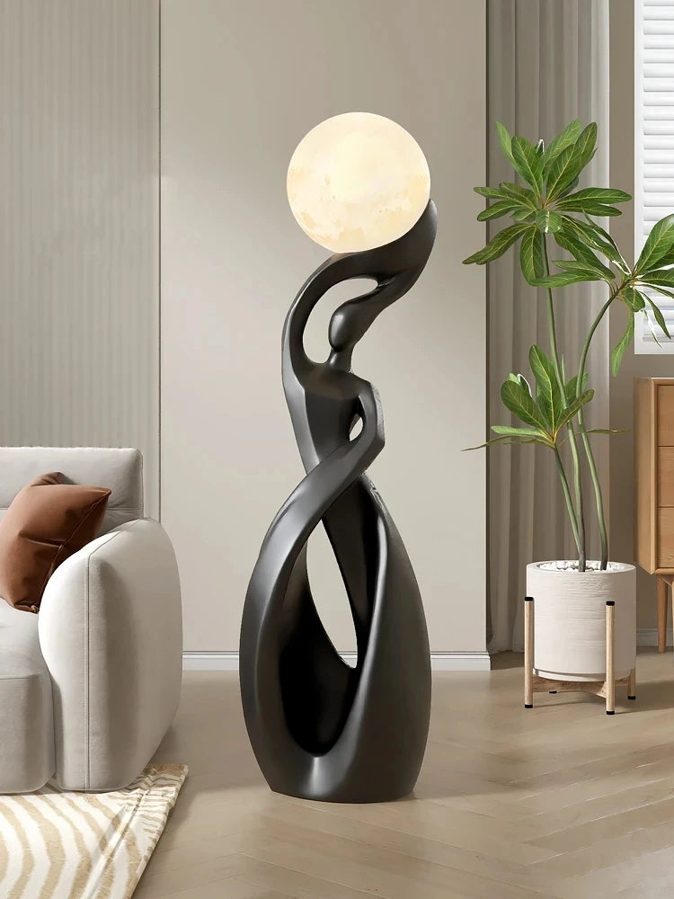 Abstract Art Luminous Floor Sculpture | Nordic Resin Figurine for Living Room & Entryway Decor