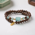 FBA Sandalwood Blue Chalcedony Double Wrap Bracelet | Chinese Lucky Jewelry
