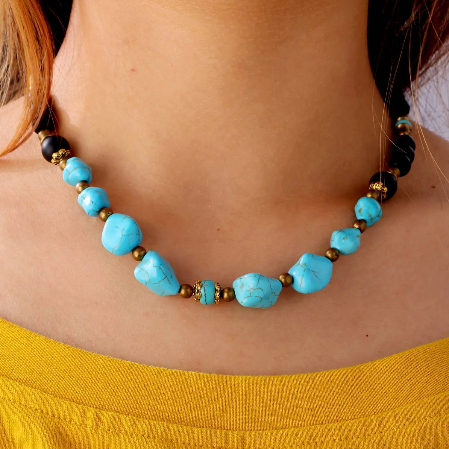 FBA Men's Turquoise Hip Hop Choker Necklace | Surf Punk Jewelry