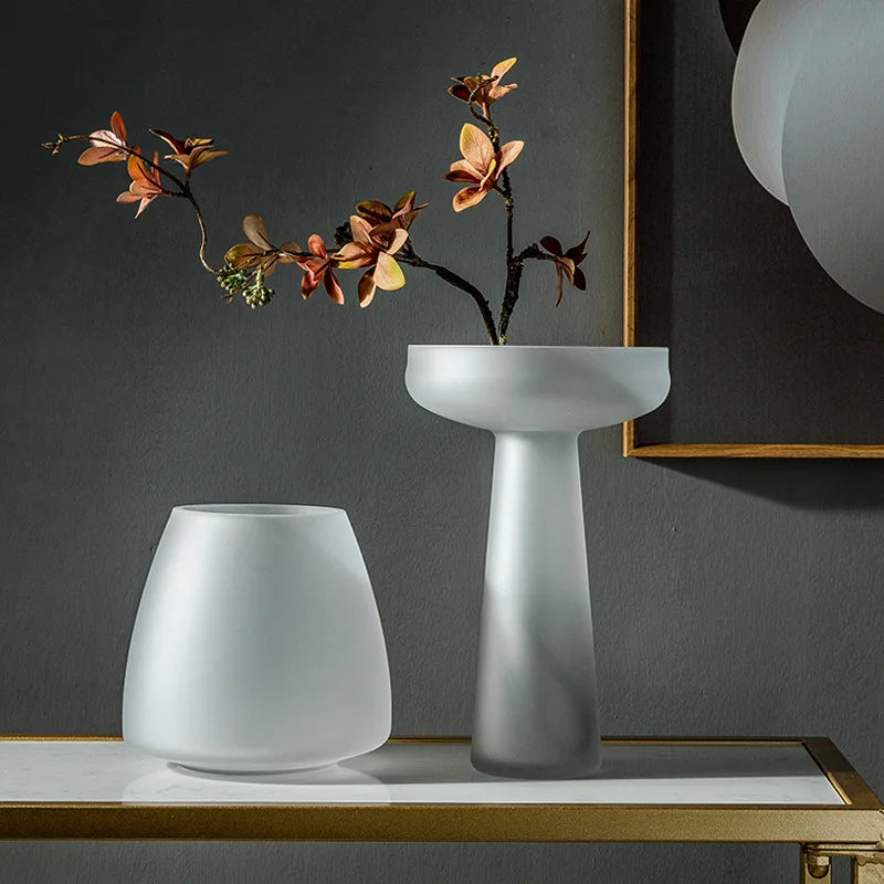 Nordic Frosted Glass Vase | Luxury Hydroponic Flower Vase for Home Decor