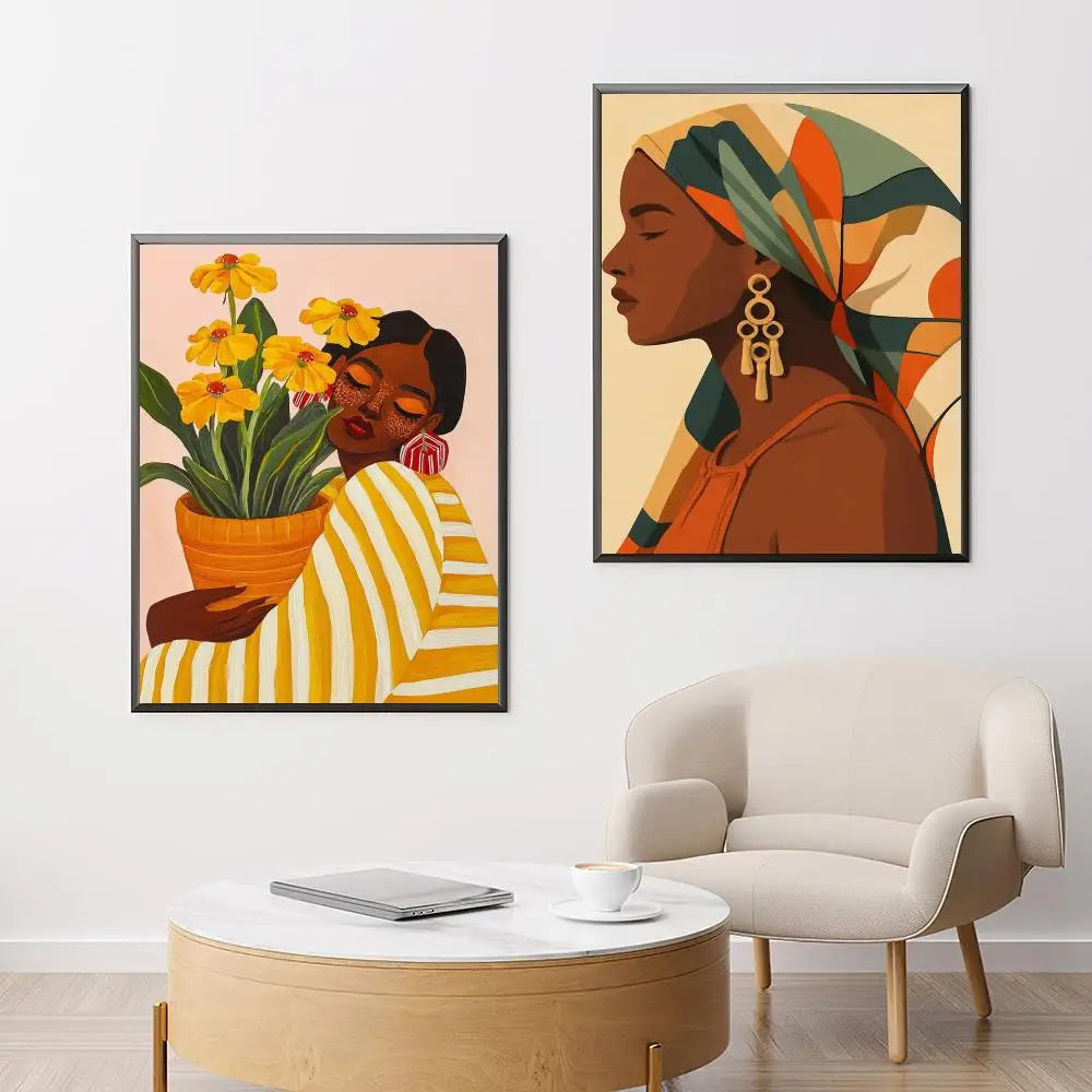 African Women Abstract Art Poster | HD Waterproof Self-Adhesive Wall Decor for Any Space