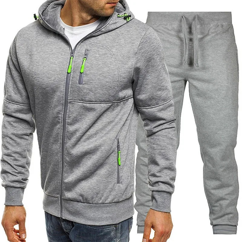 Men's 2-Piece Zip-Up Hoodie & Jogger Tracksuit Set – Fleece Sportswear Running Training Sweatsuit | Multiple Colors | S–3XL | FBA Vibes