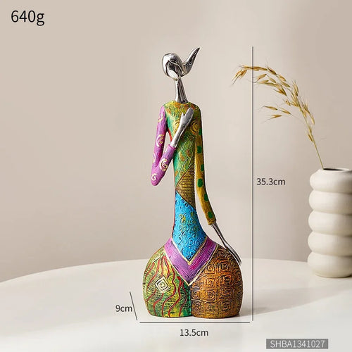 Abstract Female Sculpture | Hand-Painted Resin Art Figurine for Living Room, Desk & Home Decor