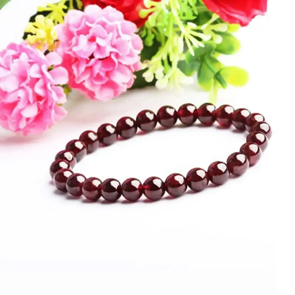 FBA Natural Garnet Beaded Charm Bracelet | Men's & Women's Jewelry