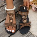 FBA Women's Flower Beaded Bohemian Flat Sandals | Roman Style Beach Shoes