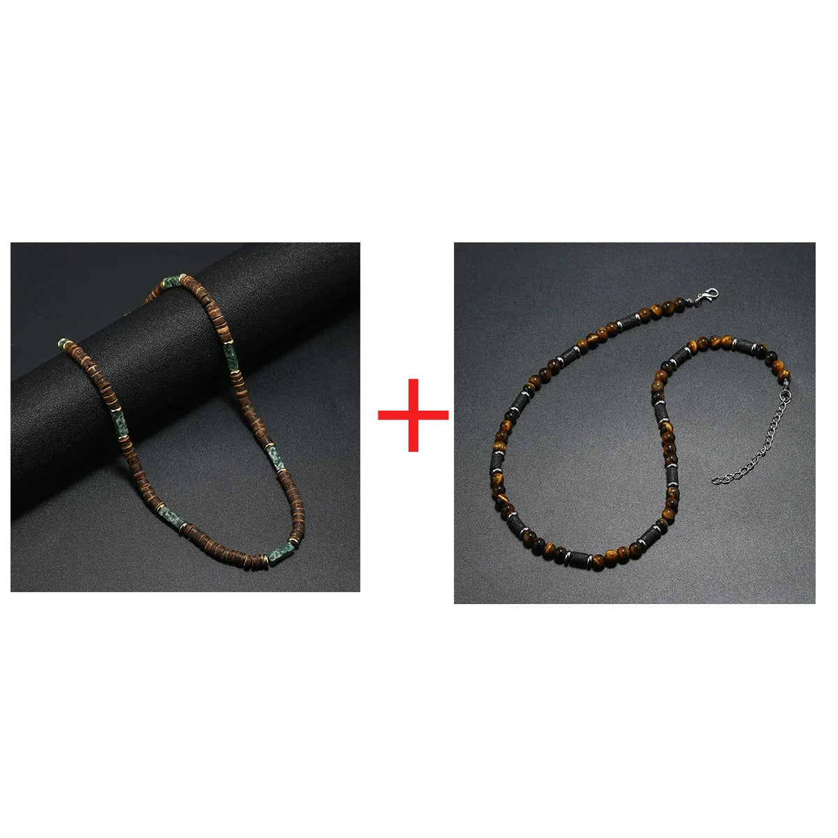 FBA Men's Wood Bead Natural Stone Necklace | Retro Summer Jewelry