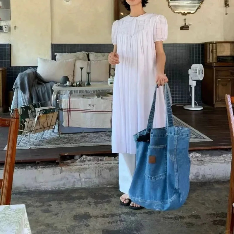 Retro Fashion Tote Bag for Women – Large Capacity Shoulder & Shopping Bag