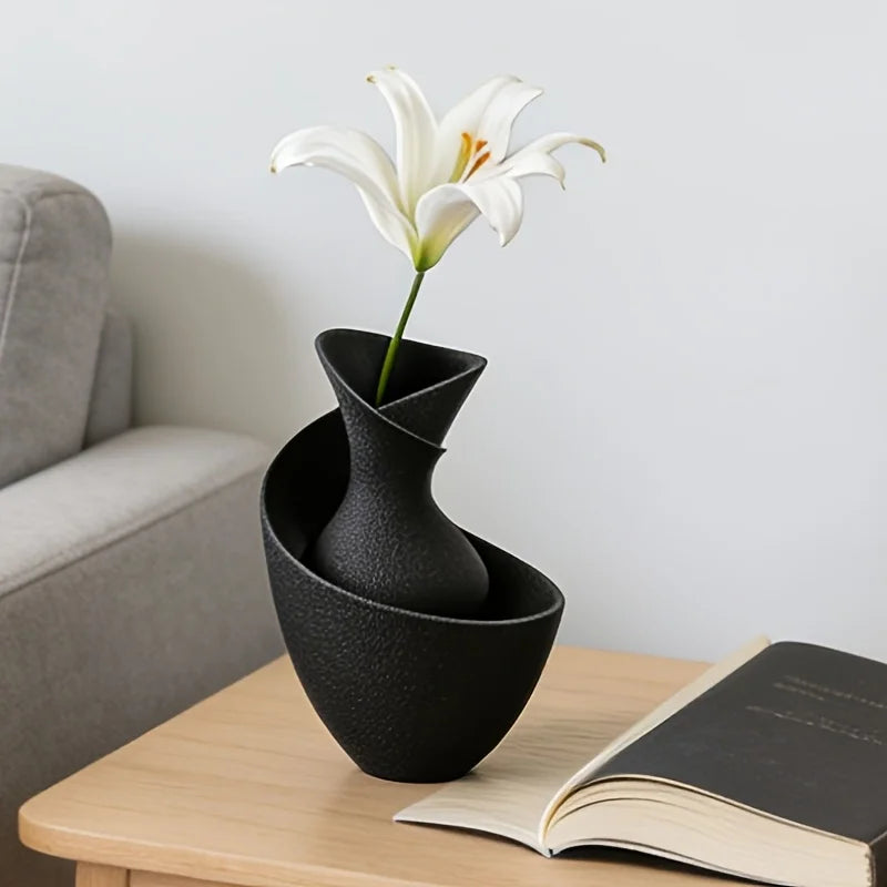Minimalist Decorative Vase | Nordic Boho Flower Arrangement Ornament for Living Room & Entryway