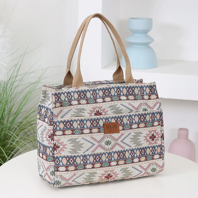 Knitted Jacquard Tote Bag for Women – Ethnic Pattern Shopping & Work Bag