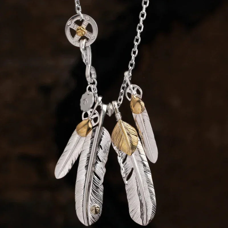 FBA Classic Feather Pendant Necklace Set | Hip Hop Punk Jewelry