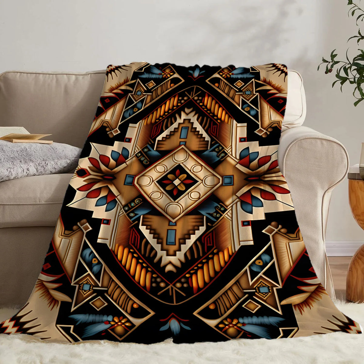 Ethnic Pattern Flannel Throw Blanket – 7 Prints | FBA Vibes
