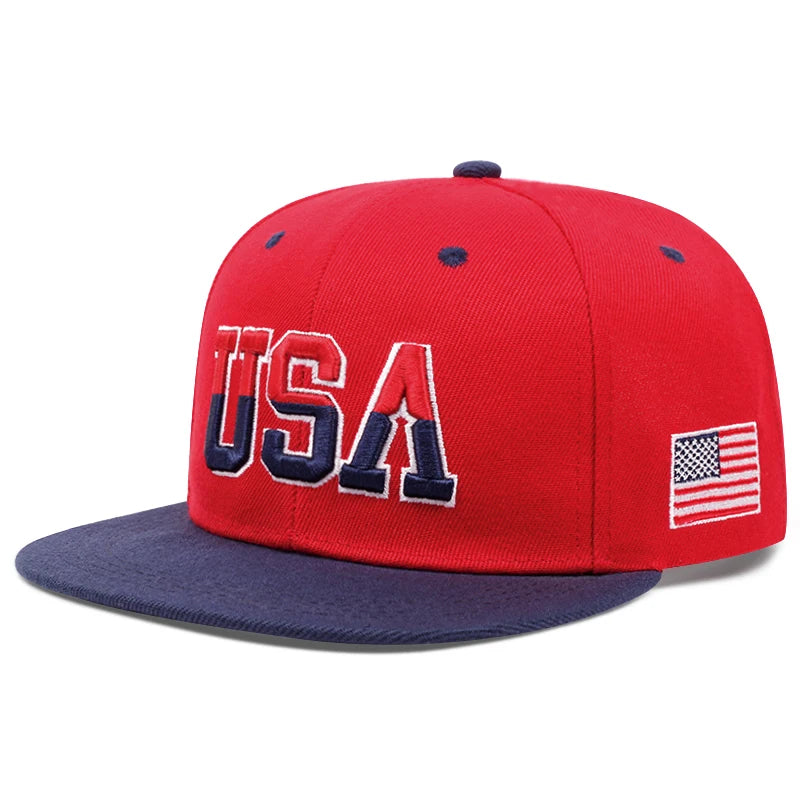 USA Flag Embroidered Snapback Baseball Cap | FBA Vibes