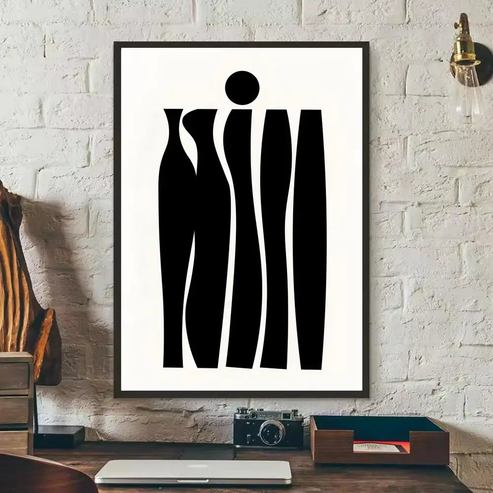 Black & White Modernism Canvas Print | Abstract Landscape Exhibition Poster Wall Art