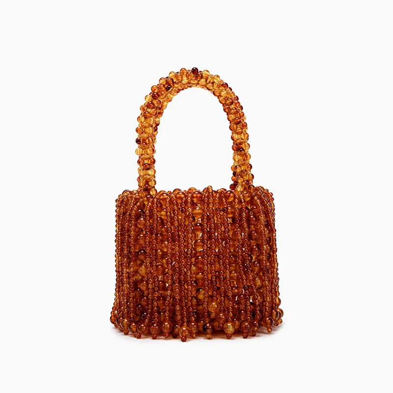 Handmade Beaded Woven Mini Handbag for Women – Luxury Hollow-Out Party Bag