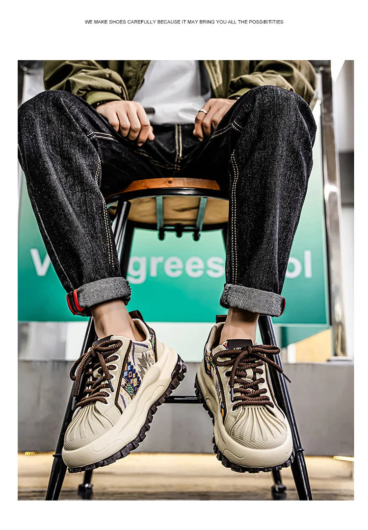 FBA Men's Low Top Thick Soled Platform Sneakers | Casual Sports Shoes