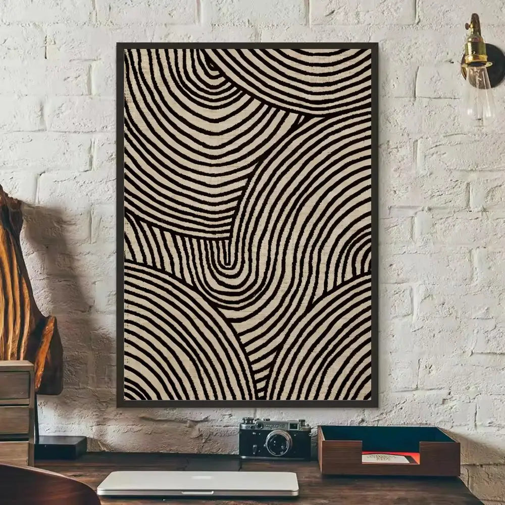 Black & White Modernism Canvas Print | Abstract Landscape Exhibition Poster Wall Art