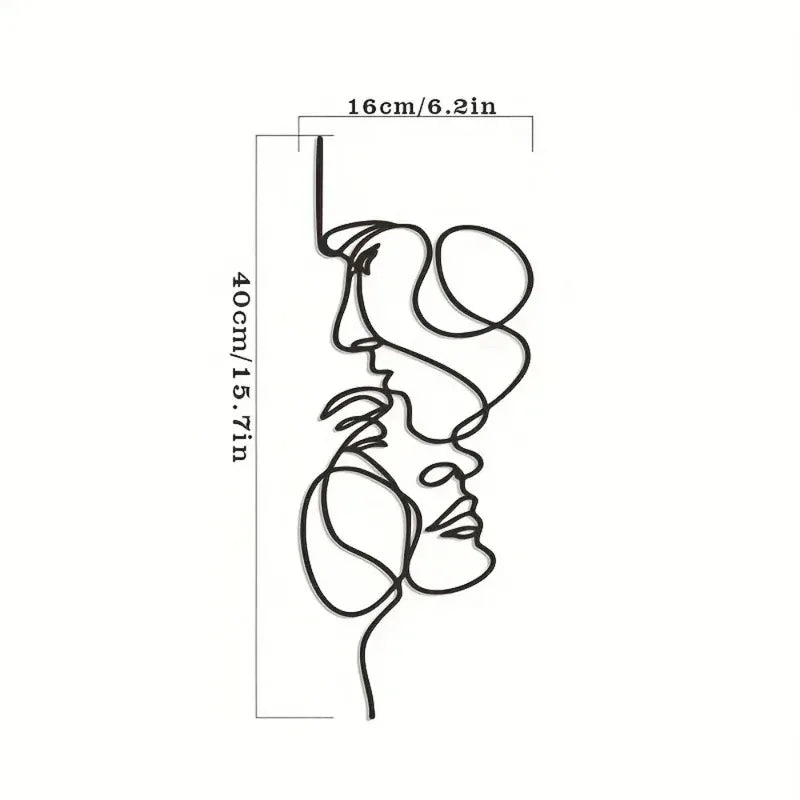 Minimalist Abstract Face Line Metal Wall Art | Black Iron Wall Sculpture for Modern Home Decor
