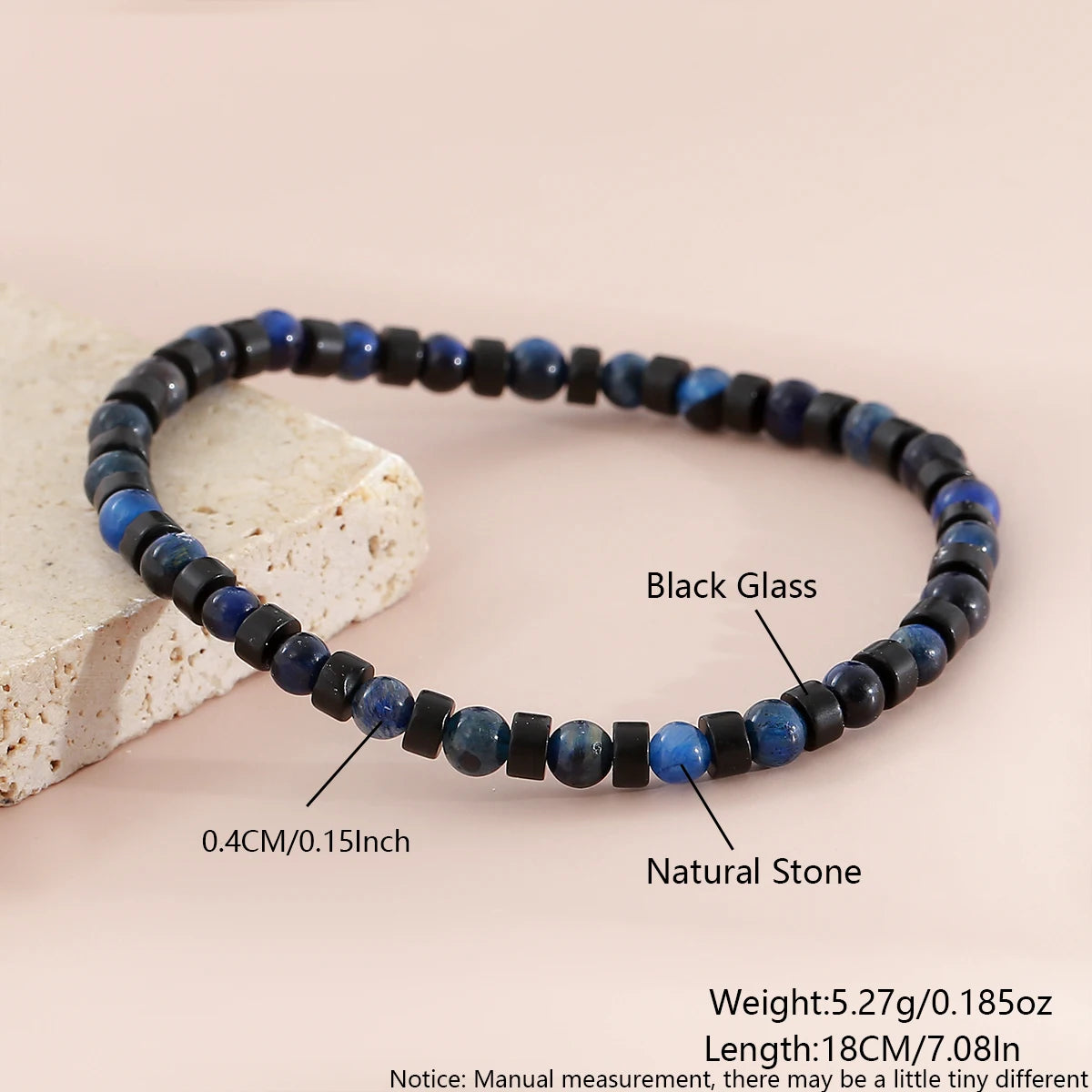 FBA Men's Natural Stone Beaded Elastic Bracelet | Handmade Jewelry Gift