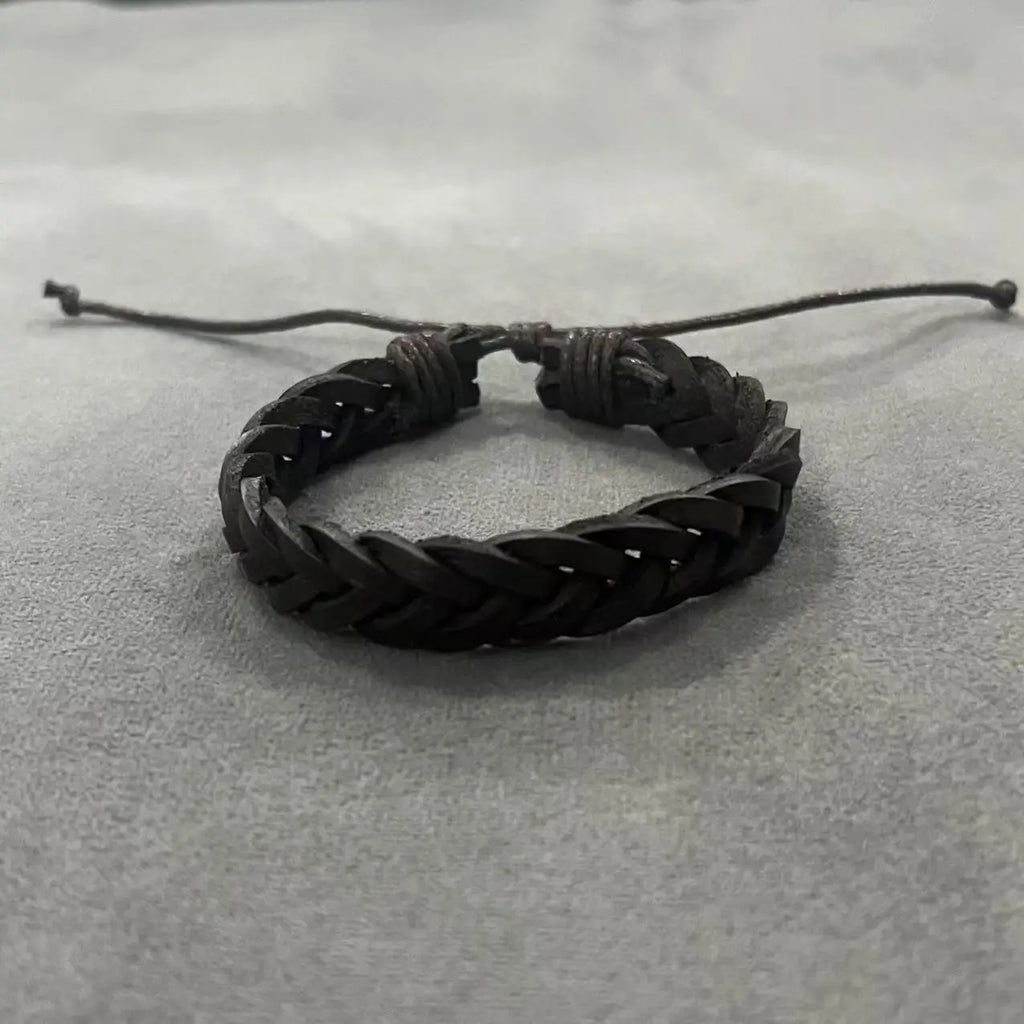 FBA Rustic Braided Leather Men's Bracelet | Birthday Gift Jewelry