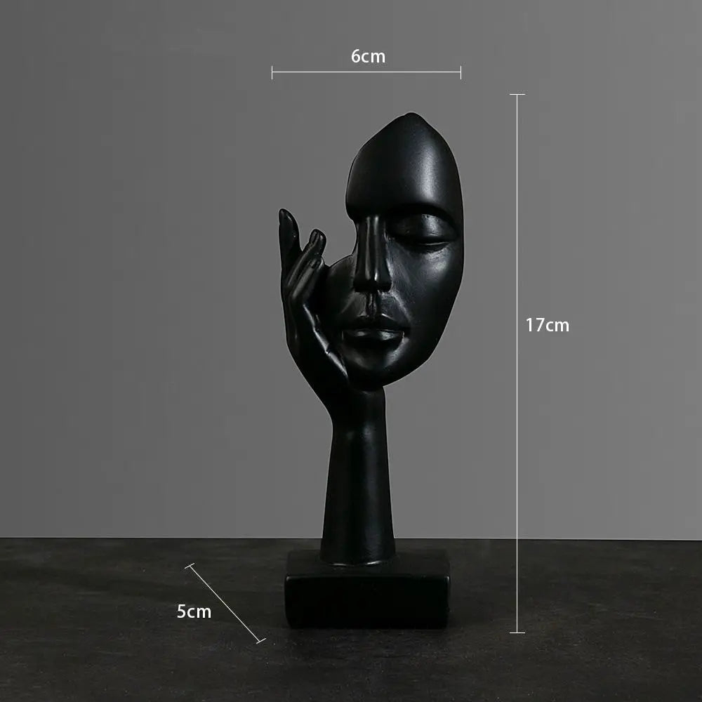 Resin Abstract Face Sculpture | Nordic Light Luxury Figurine for Home & Office Decor