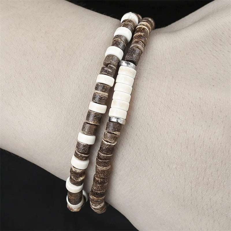 FBA Bohemian Multilayer Leather Wristband Bracelet | Men's Hand Woven Jewelry