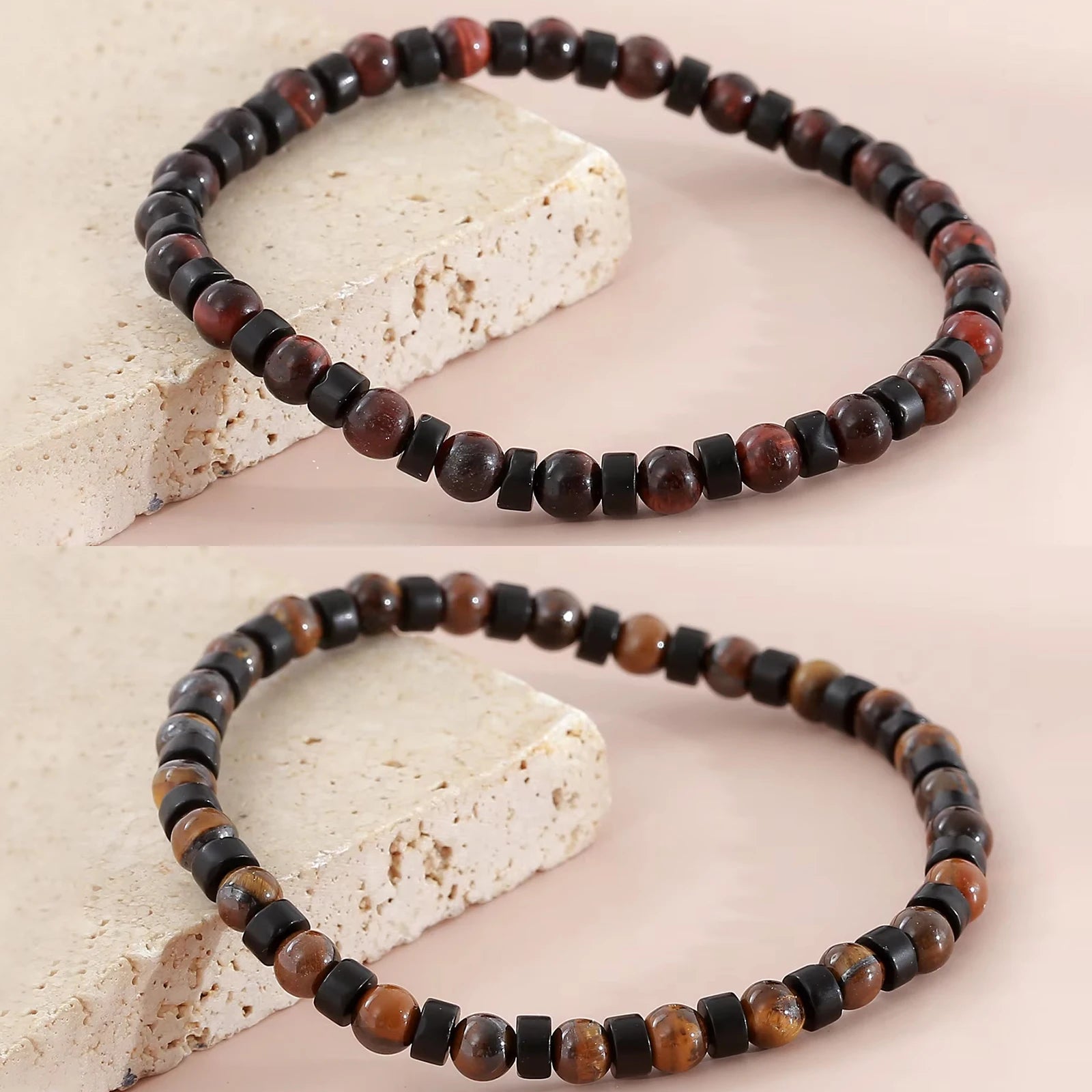 FBA Men's Natural Stone Beaded Elastic Bracelet | Handmade Jewelry Gift