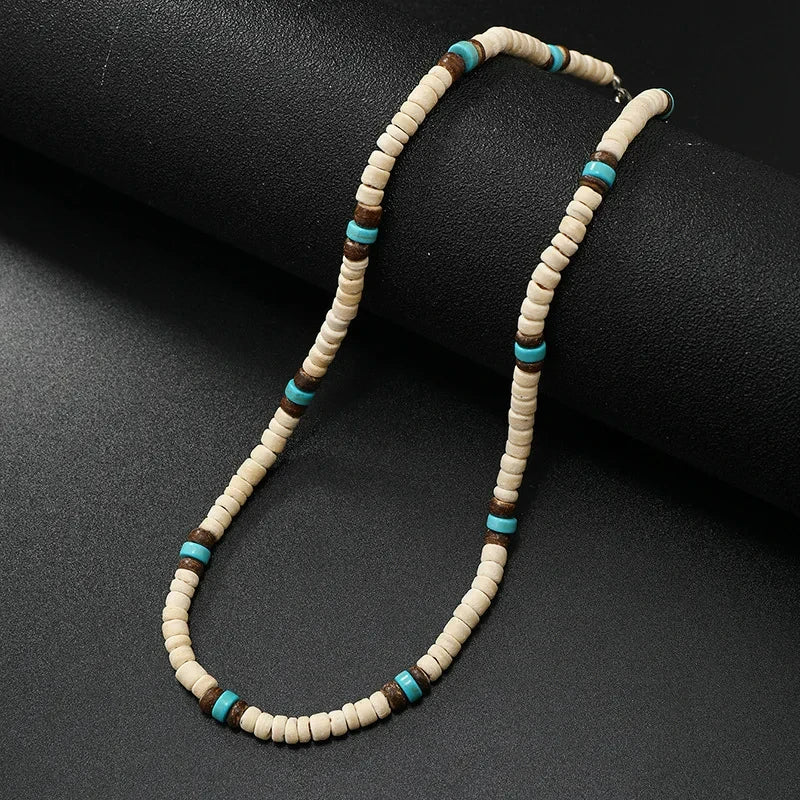 FBA Men's Wood Bead Natural Stone Necklace | Retro Summer Jewelry