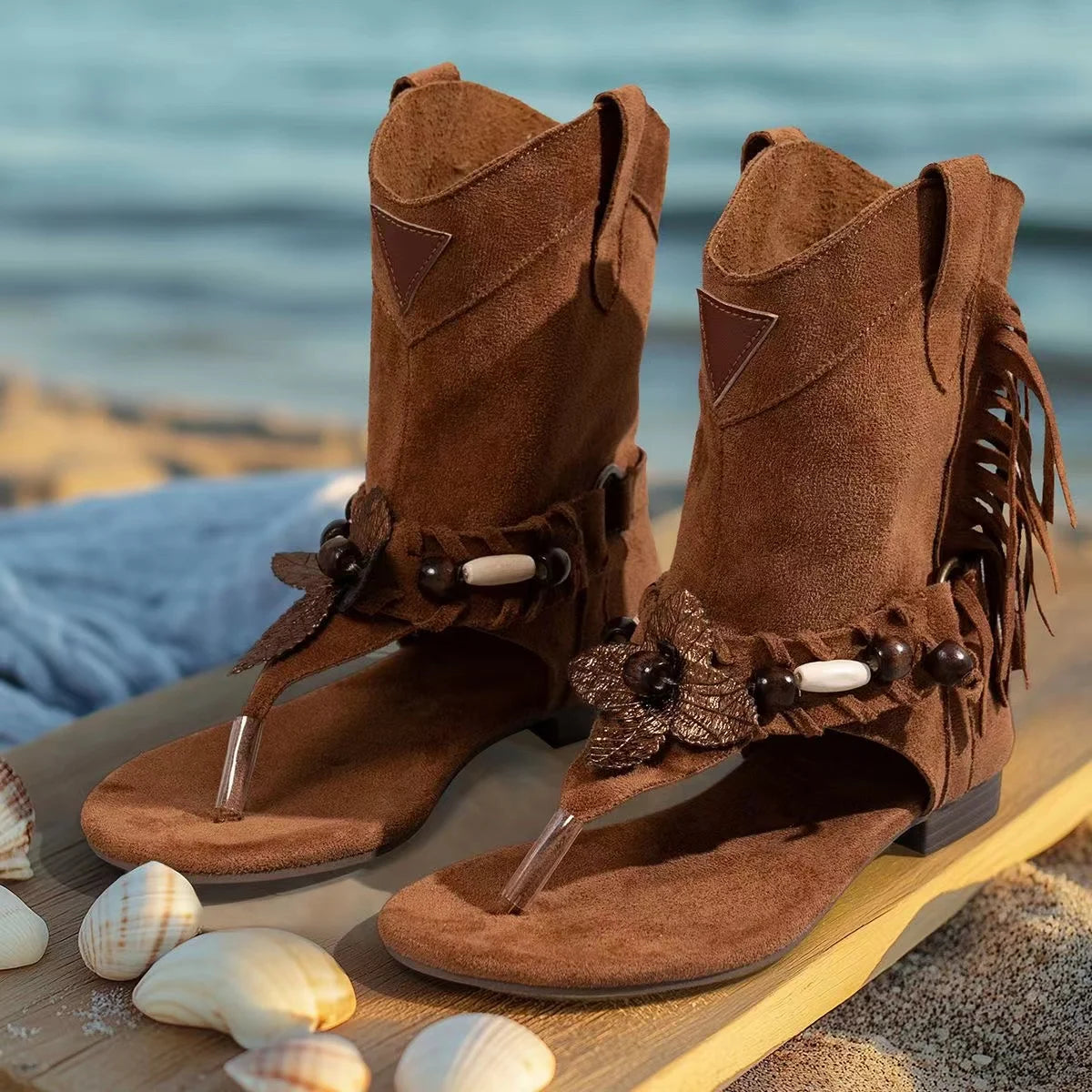 Women's Tassel Rhinestone Western Cowgirl Ankle Boot — Boho Summer Style