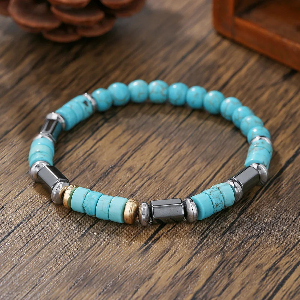 FBA Minimalist Turquoise Bead Bracelet for Men | Casual Jewelry Gift