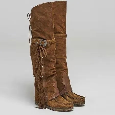 Women's Bohemian Tassel Over-the-Knee Suede Boot