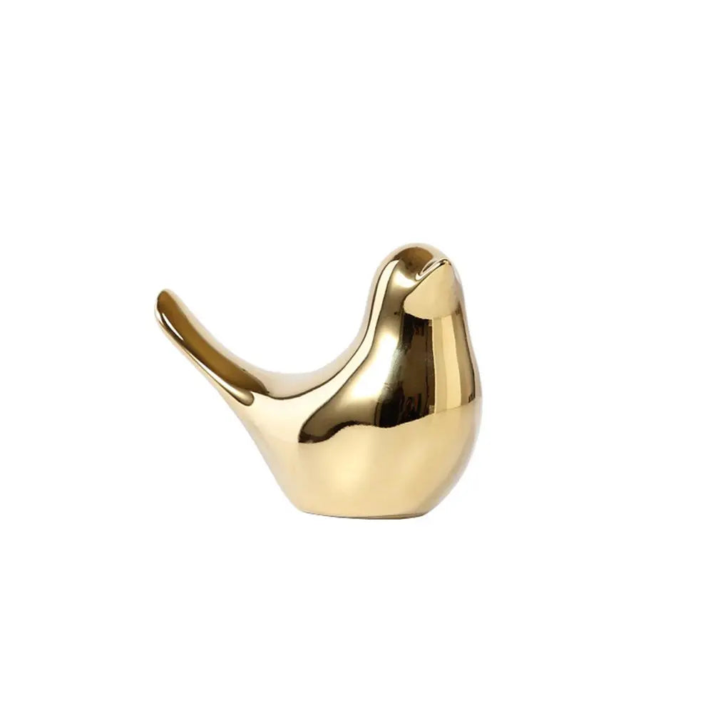 Nordic Gold Ceramic Bird Ornament | Modern Home Decor Figurine