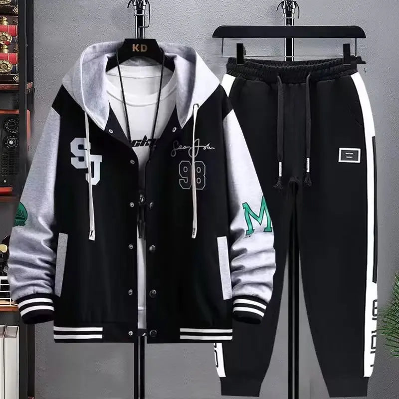 Men's 2-Piece Hooded Tracksuit Set – Hoodie & Jogger Pants | Letter Print | Plus Size M–8XL | FBA Vibes