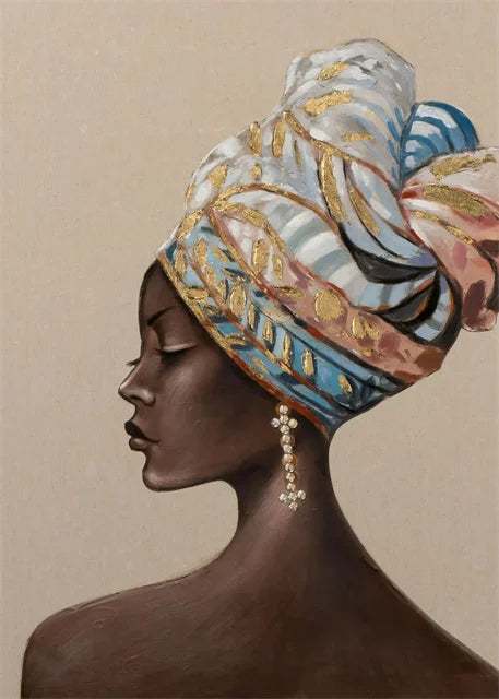 African Woman Abstract Art Canvas Print | Africa Girl Portrait Poster for Living Room Wall Decor