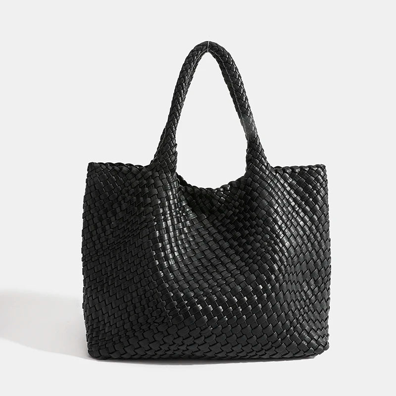 PU Woven Hobo Tote Bag with Coin Purse for Women – Soft Foldable Top-Handle Shoulder Bag