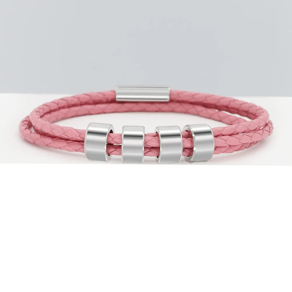 FBA Personalized Engraved Men's Leather Bracelet | Custom Name Jewelry Gift