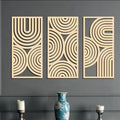 3-Piece Wooden Wall Art Mural Set | Abstract Hollow Arch Bohemian Decor for Kitchen, Bathroom & Living Room