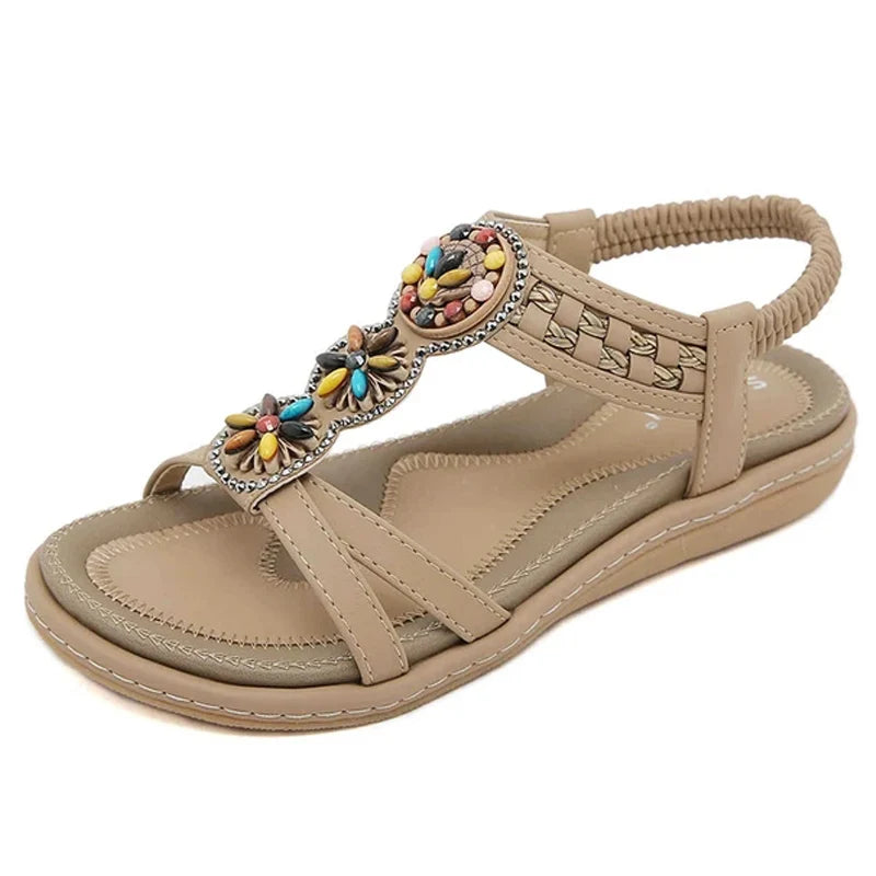 FBA Women's Soft Sole Bohemian Beach Sandals | Flat Bottom Fashion Shoes