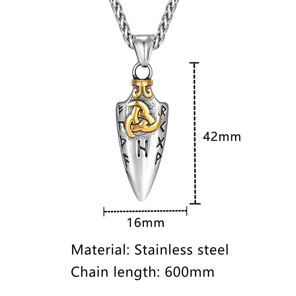FBA Norse Runes Odin's Spear Gungnir Necklace | Viking Valknut Talisman Jewelry