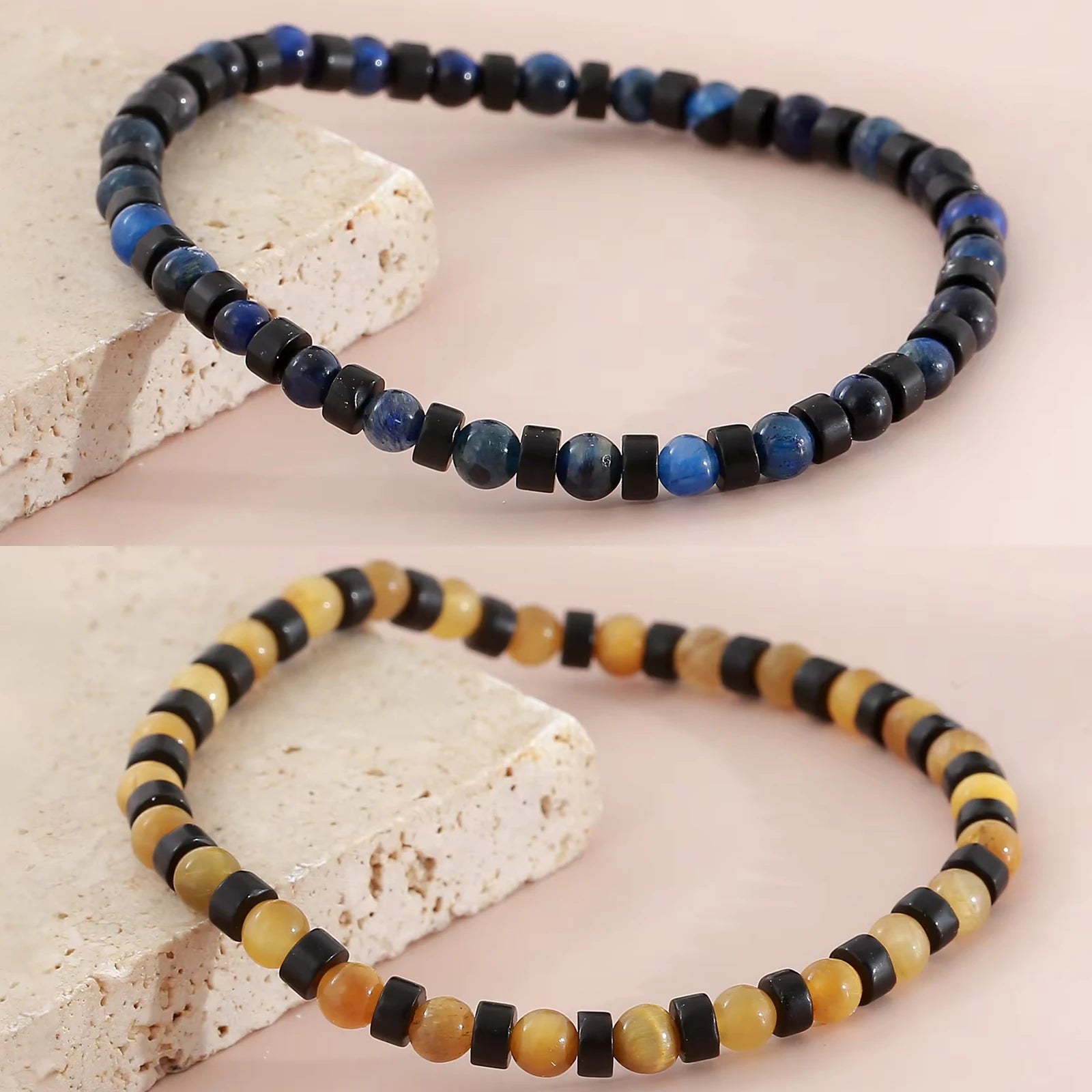 FBA Men's Natural Stone Beaded Elastic Bracelet | Handmade Jewelry Gift