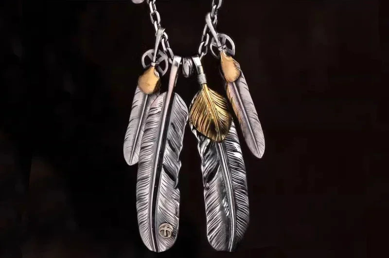 FBA Classic Feather Pendant Necklace Set | Hip Hop Punk Jewelry